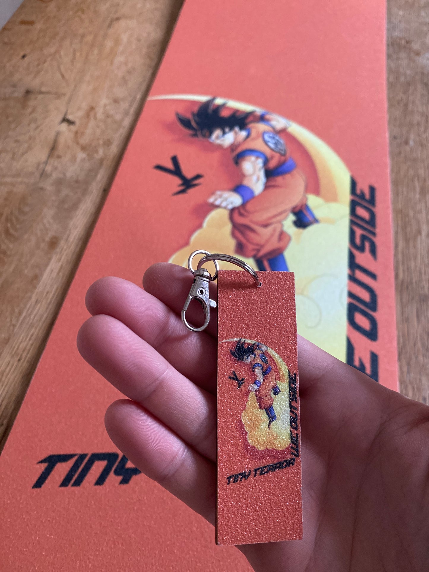 KeyRing - Small Printed Grip Tape with Wood Deck